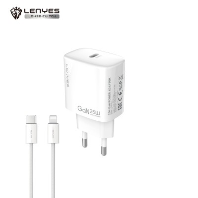 Cargador GaN 25W Lenyes LCH28 Tipo-C a Lightning | Blanco